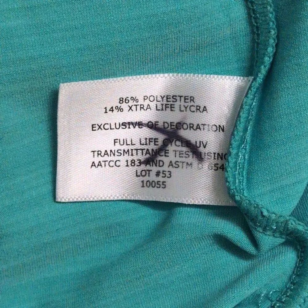 Coolibar Turquoise Hooded Beach Cover Up Dress Long Sleeve Sun Protection Size L - Picture 7 of 9